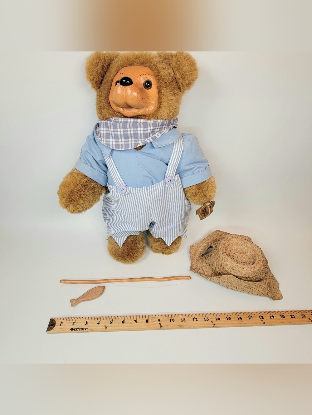 Raikes Bears 1992 Collectible Tom Sawyer Fishing Bear Vintage Brown 18" - Picture 5 of 16